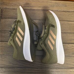 Adidas Olive and White Athletic Shoes